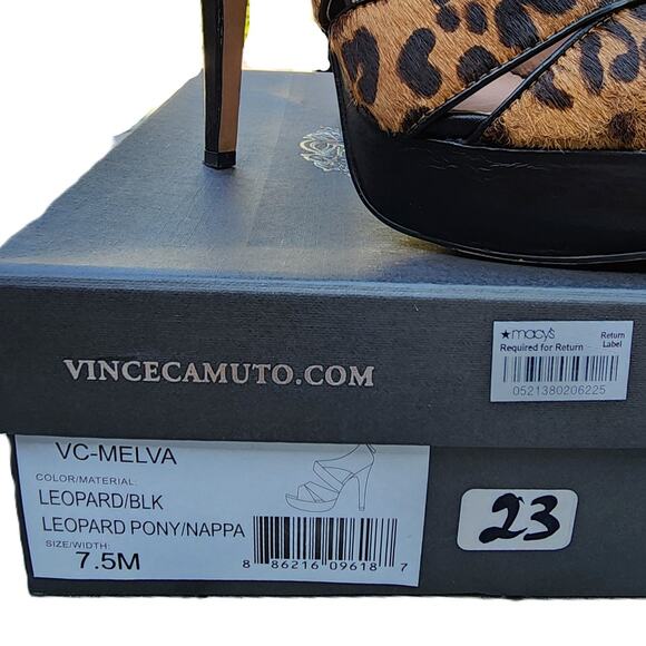 Vince Camuto Melva Leopard Print Calf Hair Strappy Stiletto Sandals 7.5 - Picture 5 of 14